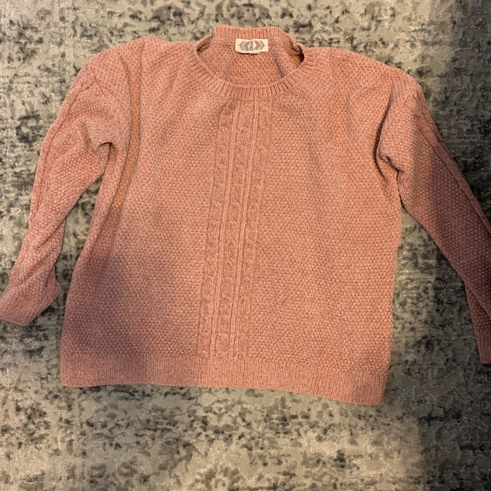 pink crewneck sweater